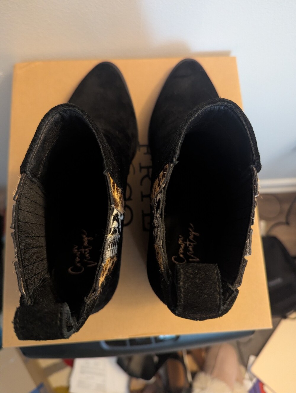 Crown Vintage Black Suede Chelsea Boots - Black